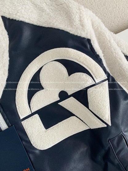 「#3426」Louis Vuitton floral lettering lambskin baseball jacket