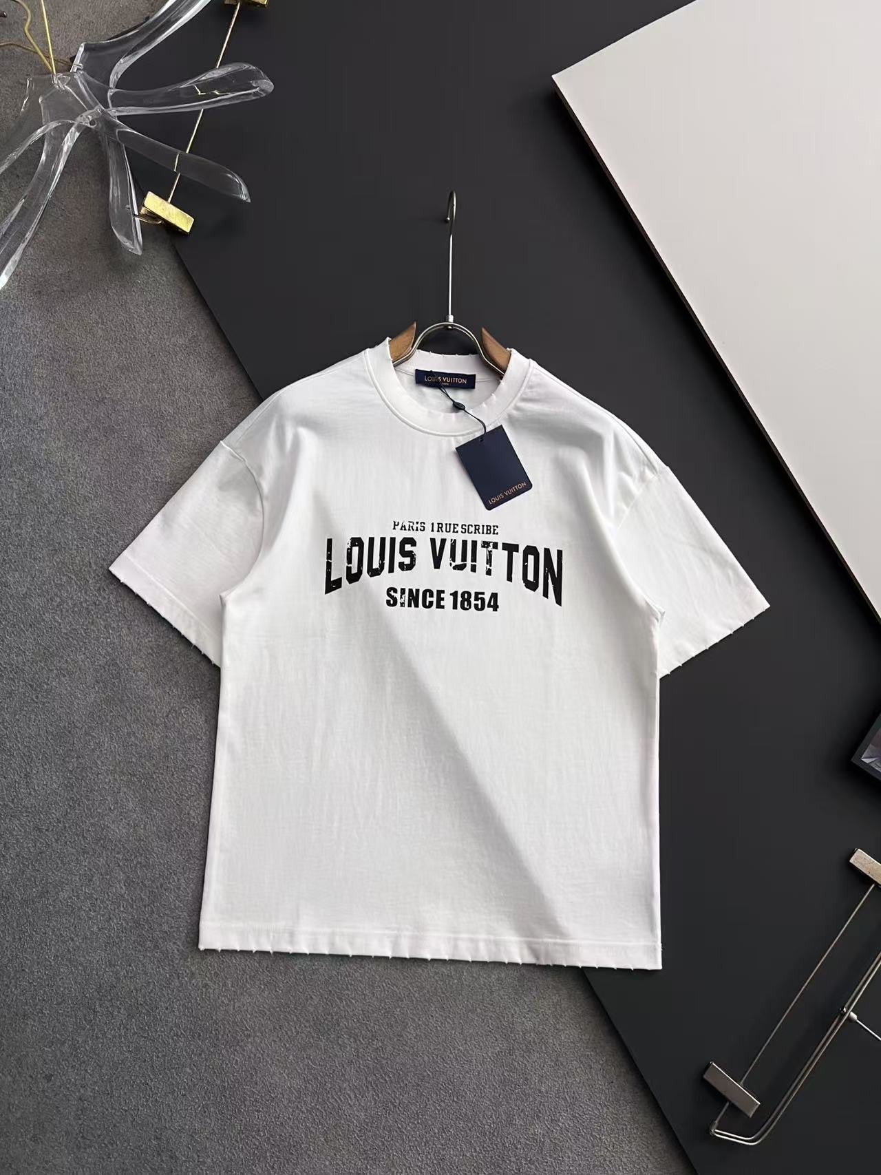 「#4235」Louis Vuitton logo print crew neck T-shirt