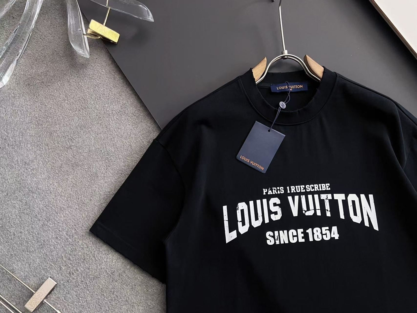 「#4235」Louis Vuitton logo print crew neck T-shirt