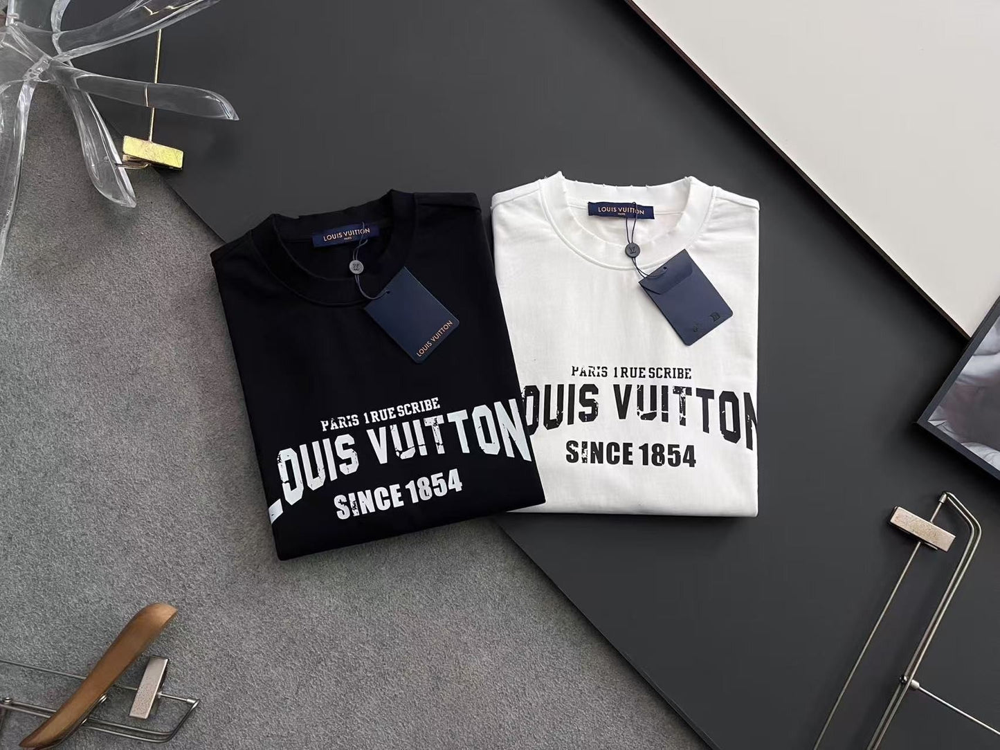 「#4235」Louis Vuitton logo print crew neck T-shirt