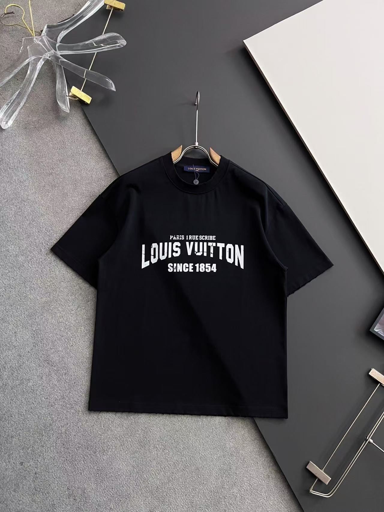 「#4235」Louis Vuitton logo print crew neck T-shirt