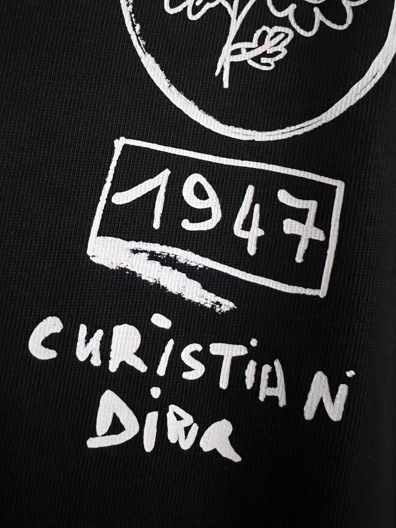 「#4244」Dior Spring/Summer White Two-Hand Direct Ink Jewelry Printed T-shirt