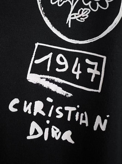 「#4244」Dior Spring/Summer White Two-Hand Direct Ink Jewelry Printed T-shirt