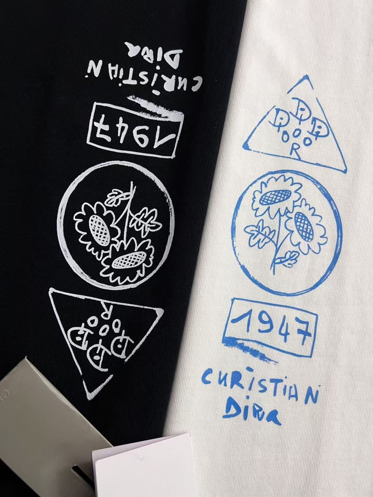 「#4244」Dior Spring/Summer White Two-Hand Direct Ink Jewelry Printed T-shirt