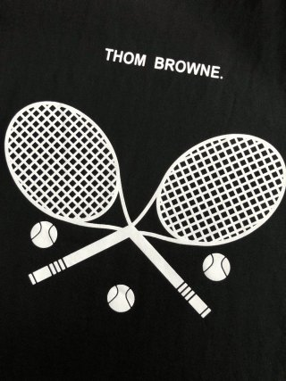「#4243」Moncler Spring/Summer Black Racket Printed Craft T-shirt