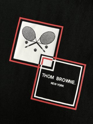 「#4243」Moncler Spring/Summer Black Racket Printed Craft T-shirt