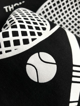 「#4243」Moncler Spring/Summer Black Racket Printed Craft T-shirt