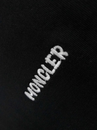 「#4253」Moncler Spring and Summer Black Cartoon Embroidered T-shirt
