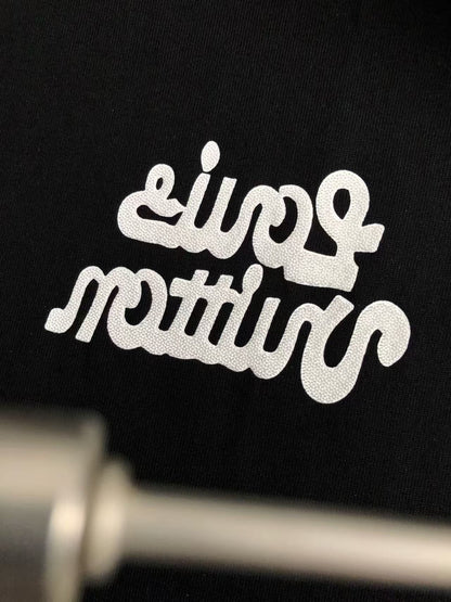 「#4254」Louis Vuitton SpringSummer Black Letters Front and Back Echo Letters Offset Printed T-shirt