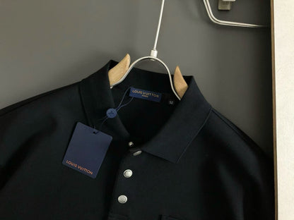 「#4255」Louis Vuitton new imported polo T-shirt with metal pocket inserts