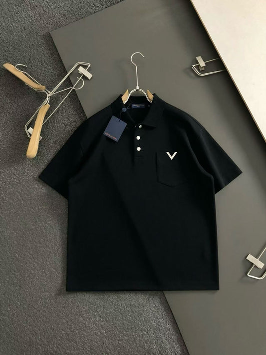 「#4255」Louis Vuitton new imported polo T-shirt with metal pocket inserts