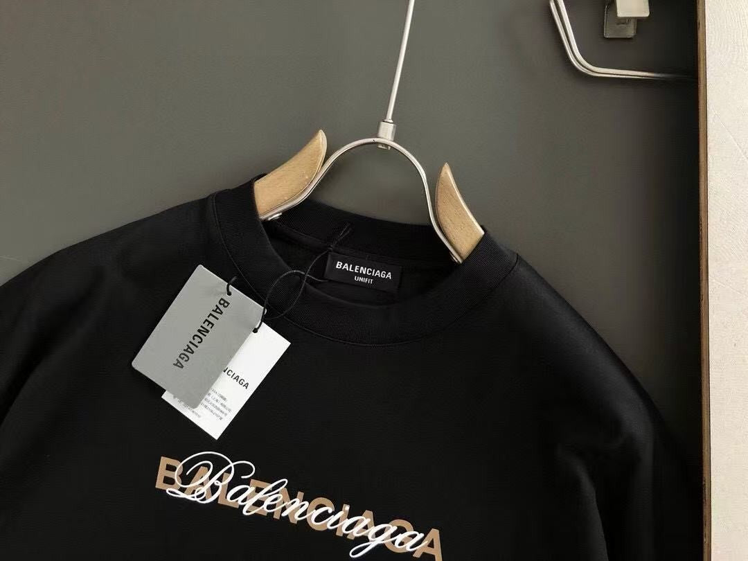 「#4257」Balenciaga Black partition processing print, overlapping elements fusion front and back echo printed