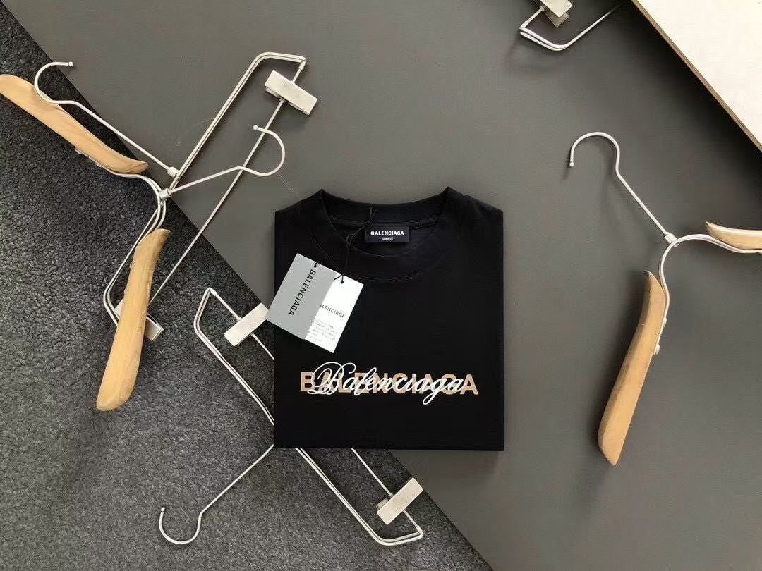 「#4257」Balenciaga Black partition processing print, overlapping elements fusion front and back echo printed