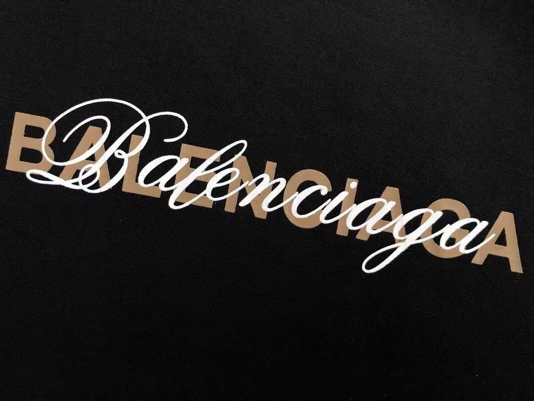 「#4257」Balenciaga Black partition processing print, overlapping elements fusion front and back echo printed