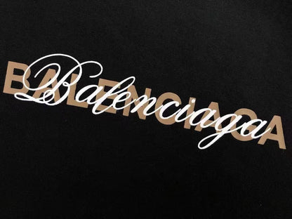 「#4257」Balenciaga Black partition processing print, overlapping elements fusion front and back echo printed