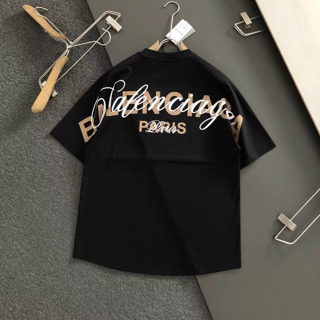 「#4257」Balenciaga Black partition processing print, overlapping elements fusion front and back echo printed