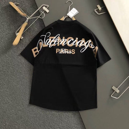 「#4257」Balenciaga Black partition processing print, overlapping elements fusion front and back echo printed