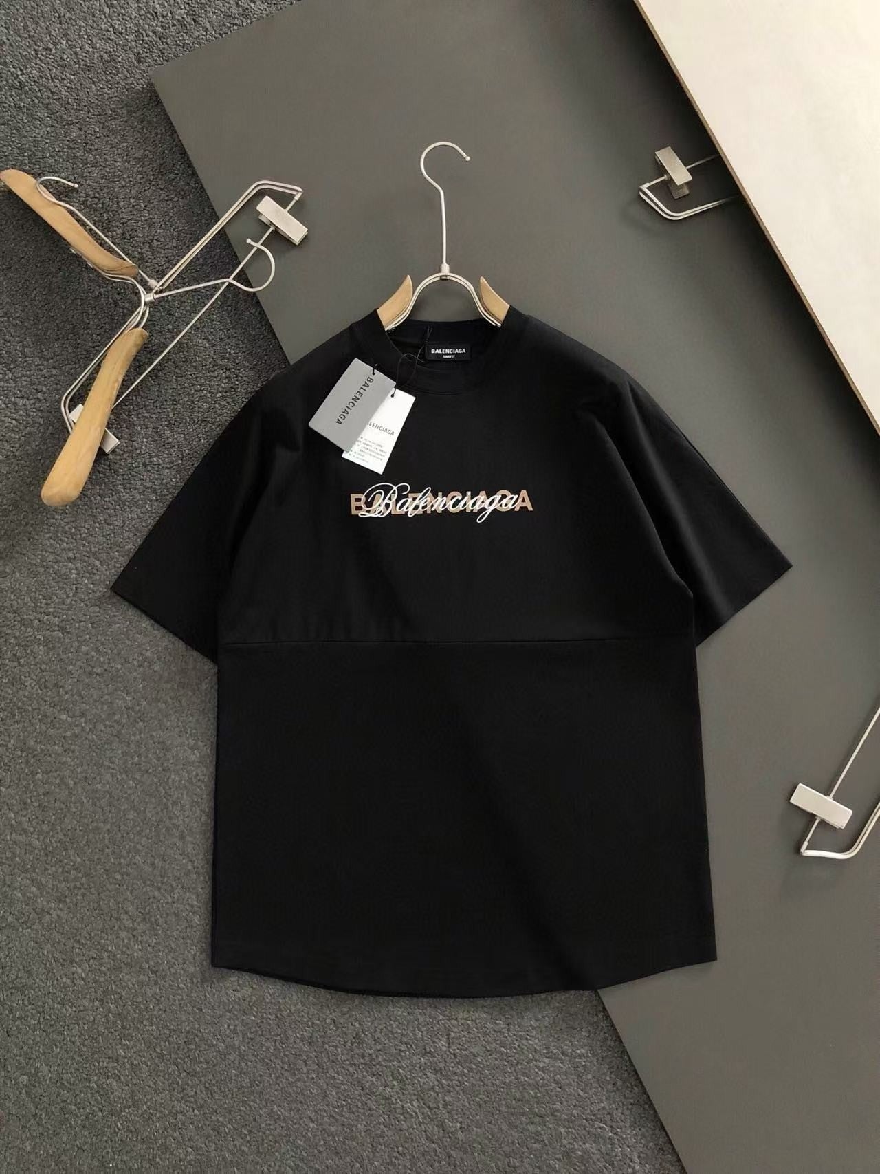 「#4257」Balenciaga Black partition processing print, overlapping elements fusion front and back echo printed