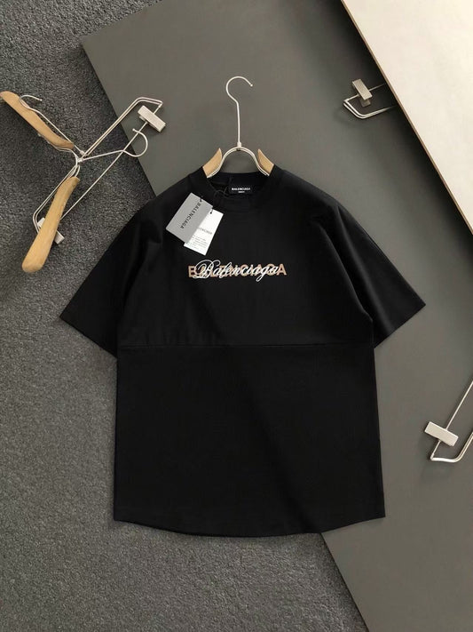 「#4257」Balenciaga Black partition processing print, overlapping elements fusion front and back echo printed