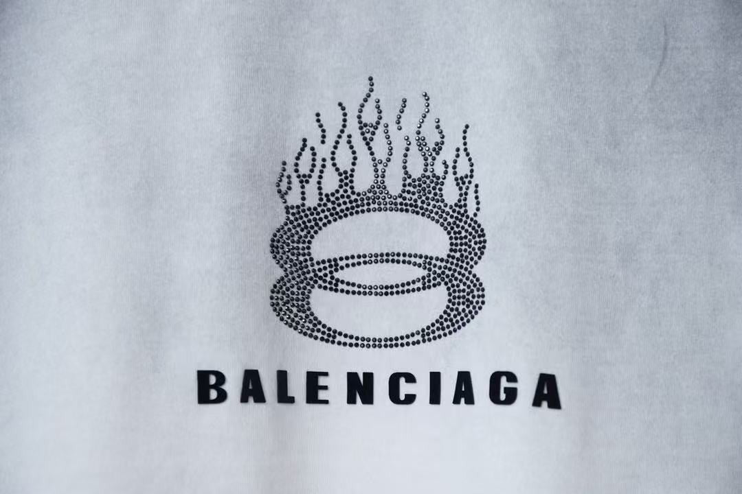 「#4269」Balenciaga Spring/Summer New Flame Hot Diamond T-shirt