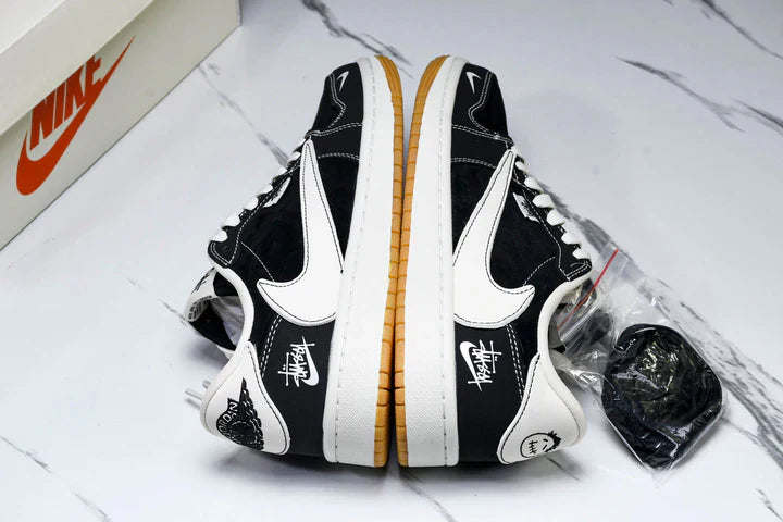 Travis Scott AJ1 Low x Stussy 'Black White Gum' (Custom)