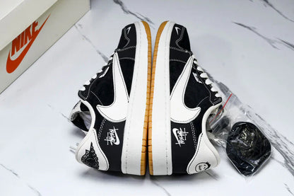 Travis Scott AJ1 Low x Stussy 'Black White Gum' (Custom)