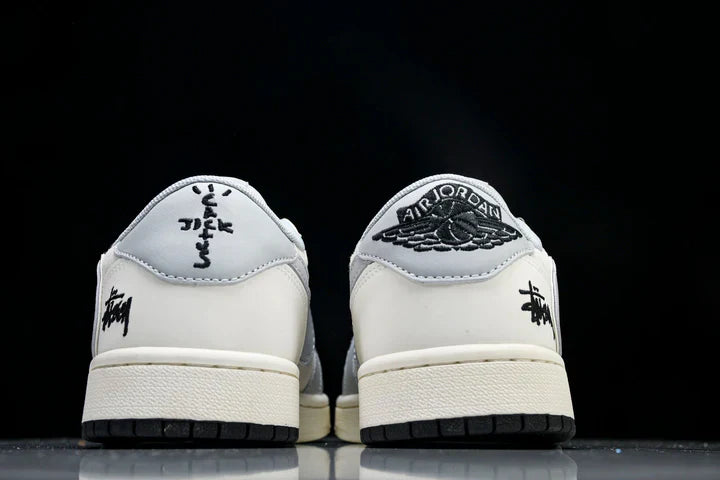Travis Scott AJ1 Low x Stussy 'Silver' (Custom)