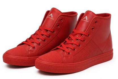 High Top Red Leather Vintage Sneakers