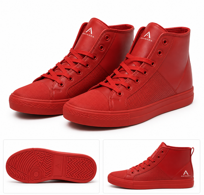High Top Red Leather Vintage Sneakers